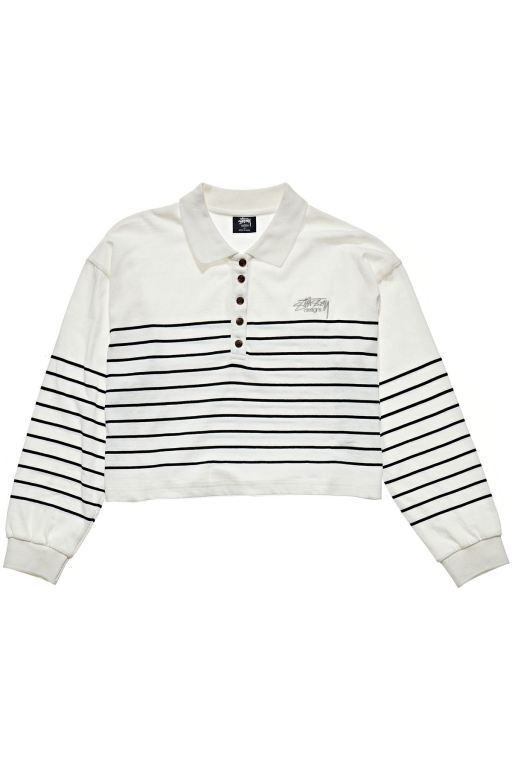 Stussy Womens Emerson Stripe Rugby Shirts White - JUGAH5768